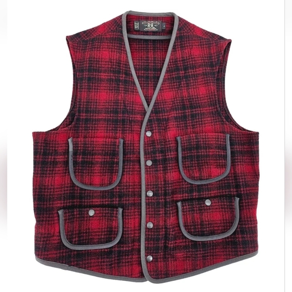 Vintage DOUBLE RL RRL Ralph Lauren Wool Vest Plaid Pattern L Size Men's - Picture 3 of 9